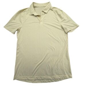 Lululemon Polo Shirt Mens M Yellos Striped Short Sleeve Golf Cotton Stretch